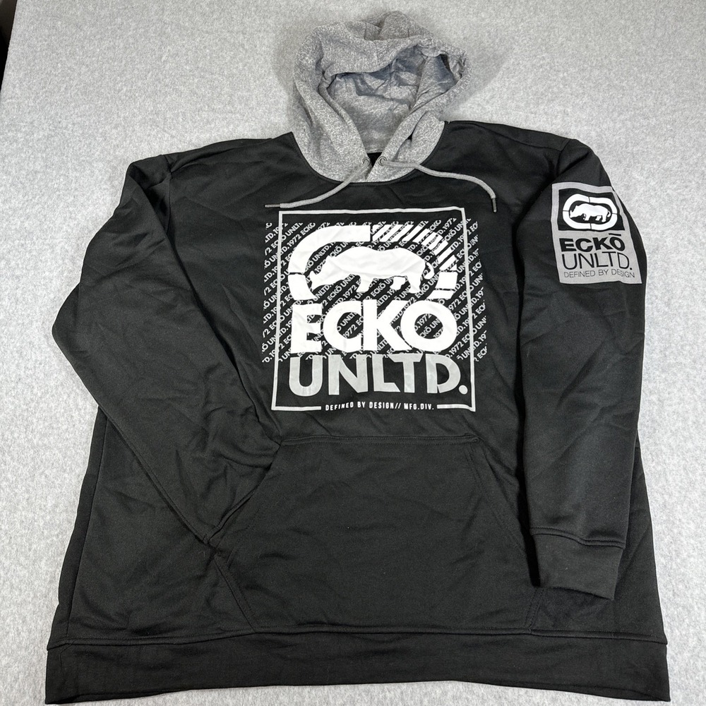 Ecko Unlimited Men's Black Hoodie Y2K Era 4XL Rhino Logo Pullover Hip Hop Skater